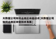 大数据公司如何运用区块链技术[大数据公司如何运用区块链技术发展]