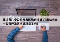 潍坊有几个公司开发区块链项目了[潍坊有几个公司开发区块链项目了啊]